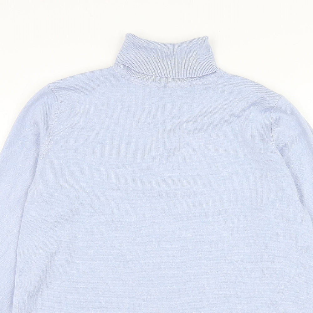 M&Co Womens Blue Roll Neck  Viscose Pullover Jumper Size 12