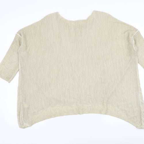 Preworn Womens Beige Round Neck  Acrylic Pullover Jumper Size L