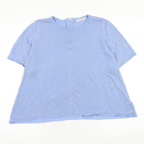 Marks and Spencer Womens Blue Round Neck  Viscose Pullover Jumper Size 14