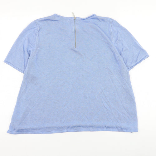 Marks and Spencer Womens Blue Round Neck  Viscose Pullover Jumper Size 14