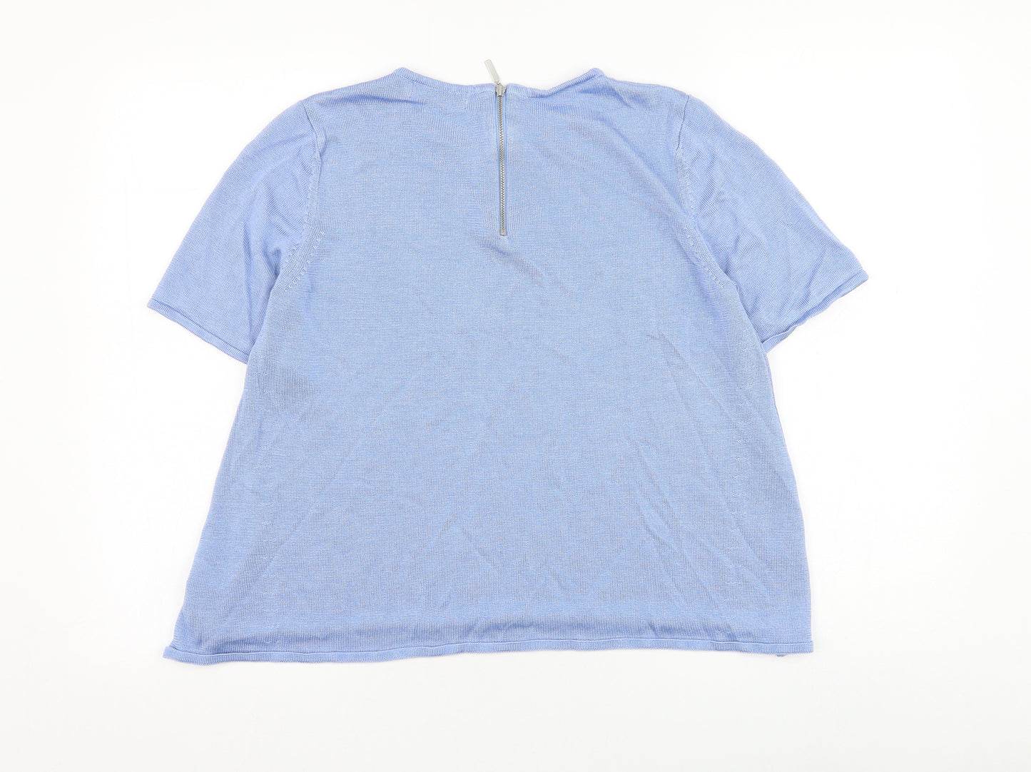 Marks and Spencer Womens Blue Round Neck  Viscose Pullover Jumper Size 14