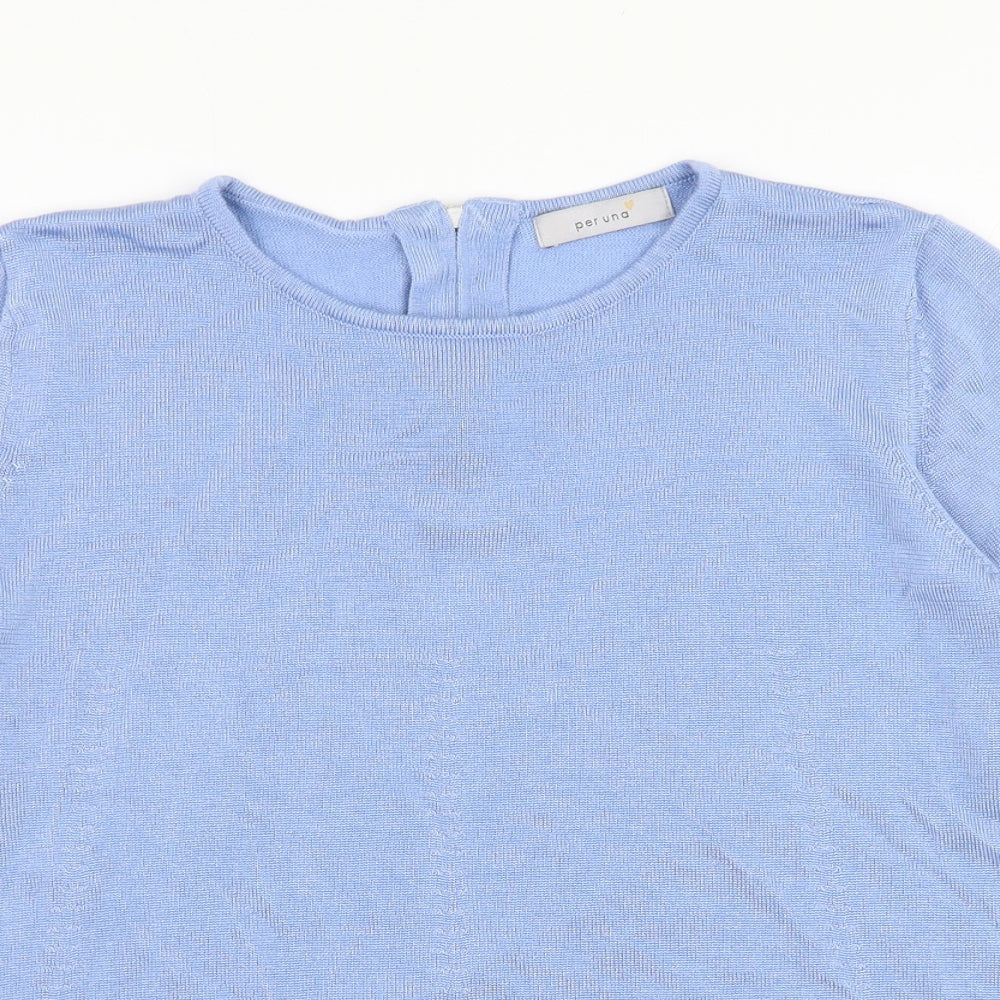 Marks and Spencer Womens Blue Round Neck  Viscose Pullover Jumper Size 14
