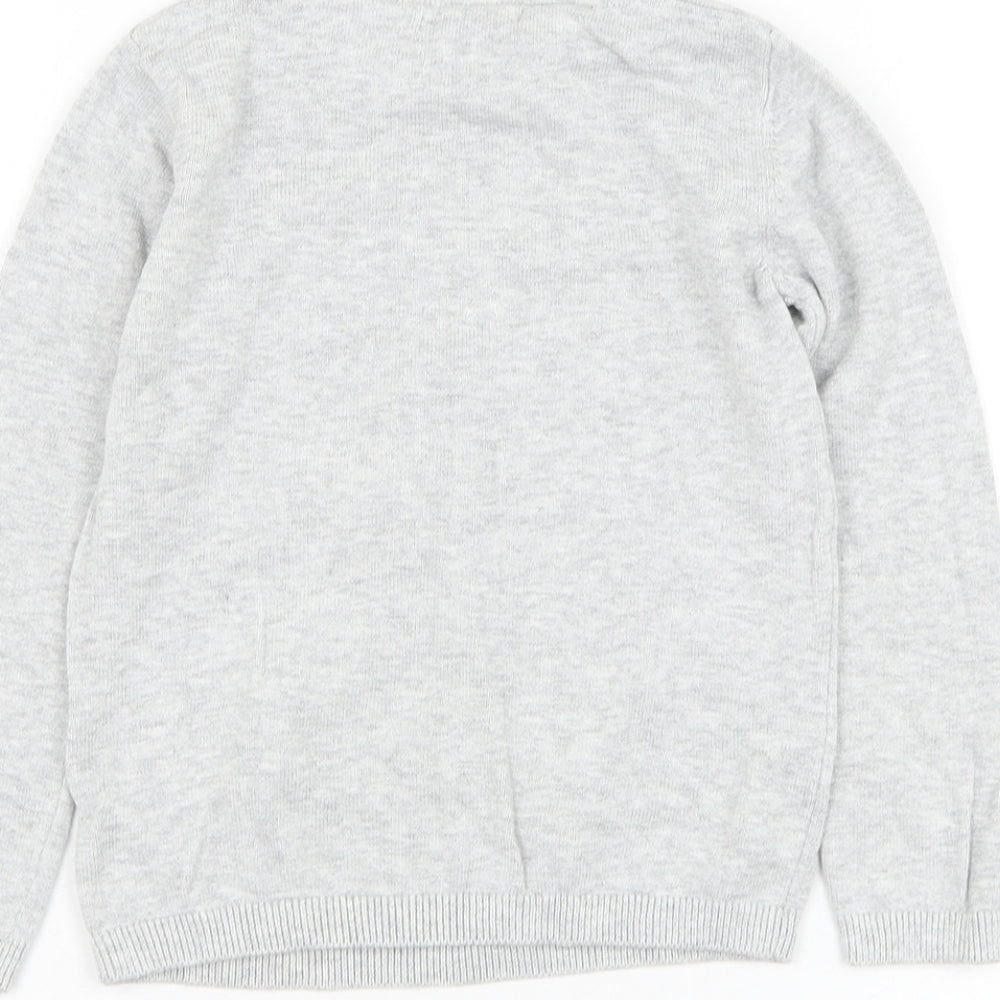Primark Girls Grey Round Neck  Cotton Pullover Jumper Size 5-6 Years  Pullover - Unicorn
