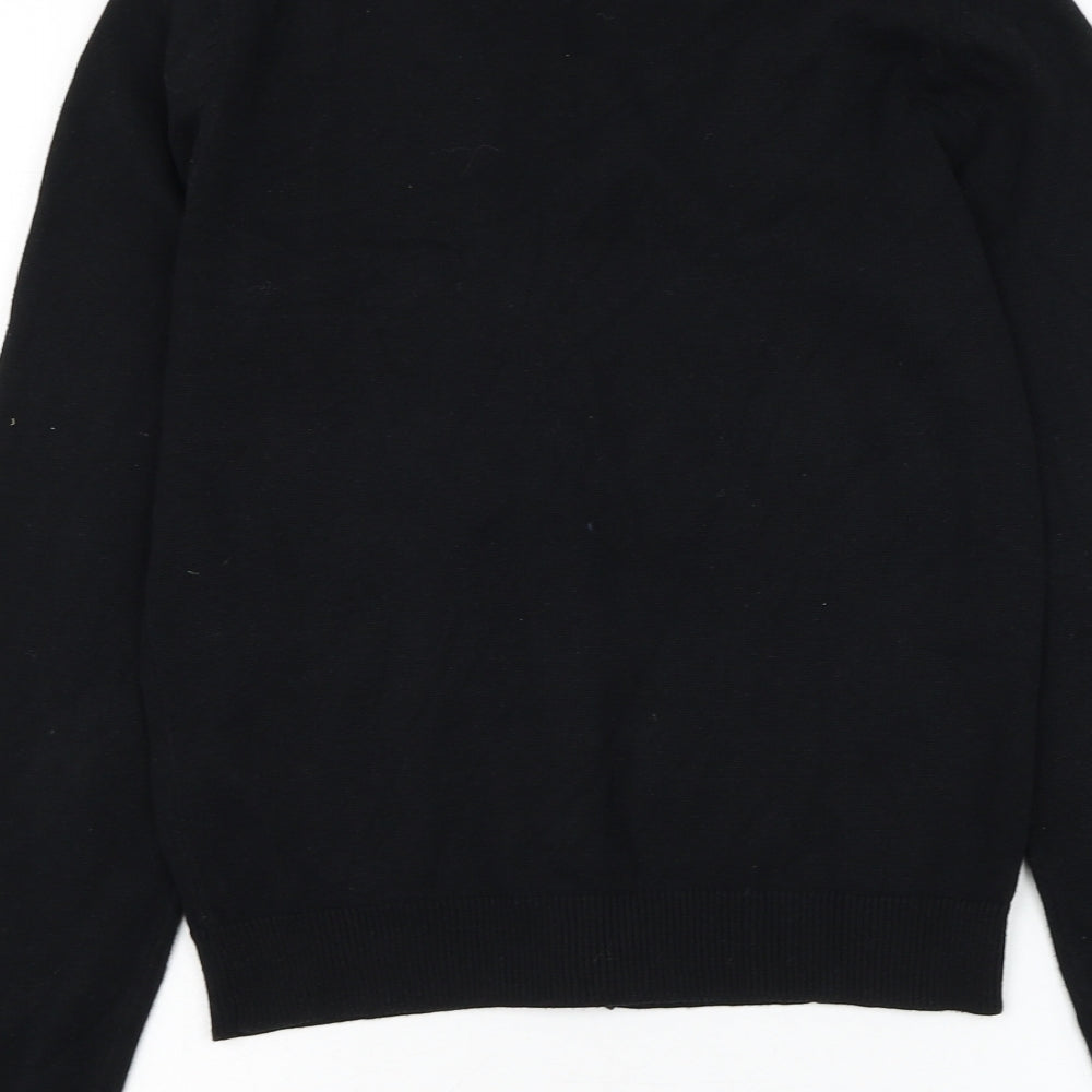 Preworn Womens Black Round Neck  Cotton Cardigan Jumper Size S