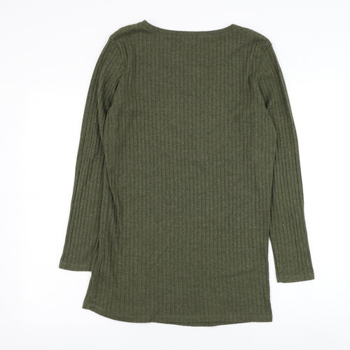 New Look Womens Green Round Neck  Cotton Pullover Jumper Size 12