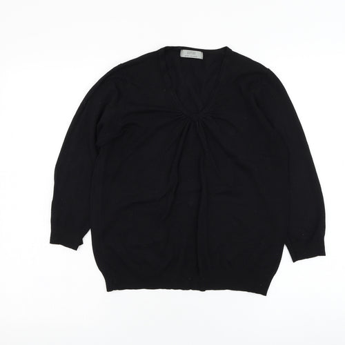 Marks and Spencer Womens Black V-Neck  Viscose Pullover Jumper Size 14