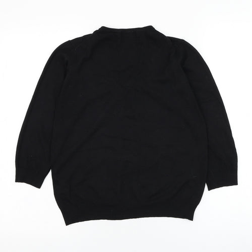 Marks and Spencer Womens Black V-Neck  Viscose Pullover Jumper Size 14