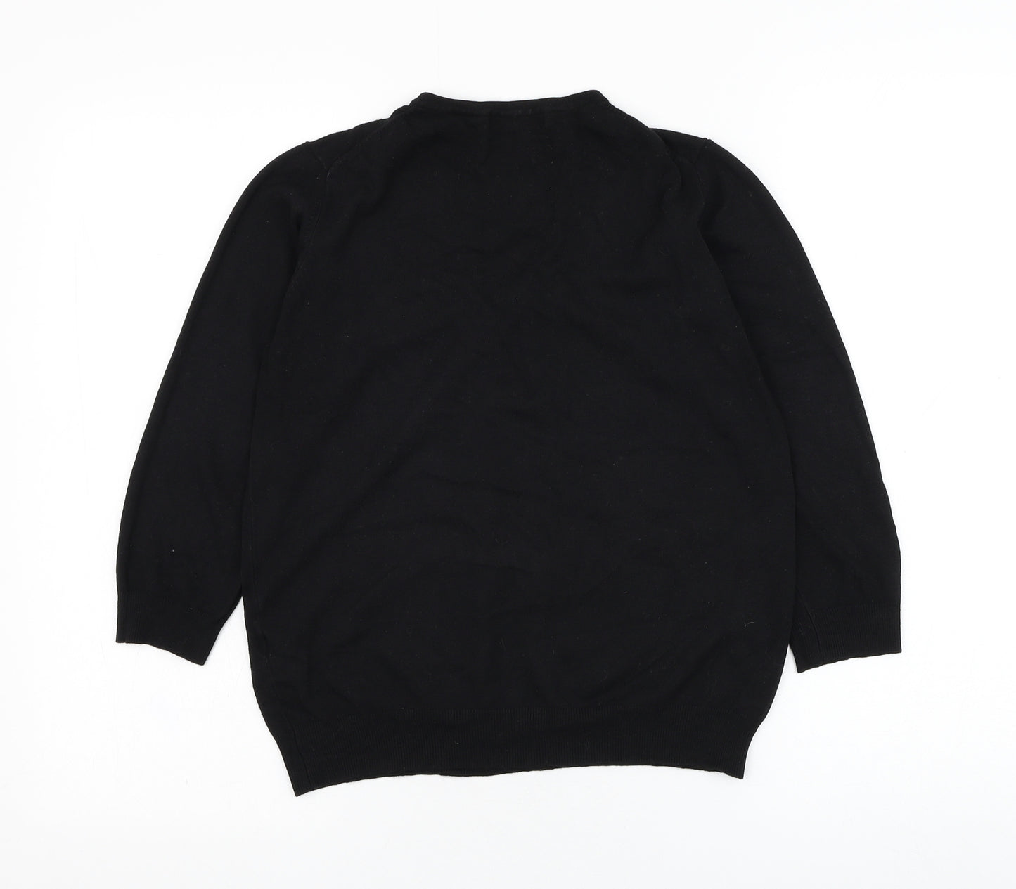 Marks and Spencer Womens Black V-Neck  Viscose Pullover Jumper Size 14