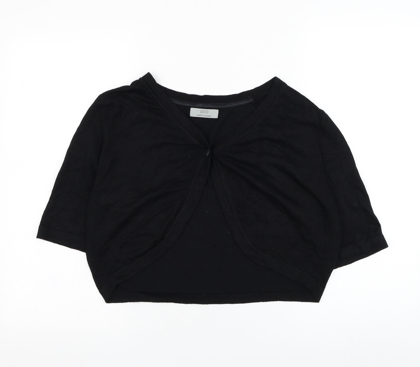 Marks and Spencer Womens Black V-Neck  Viscose Cardigan Jumper Size 18