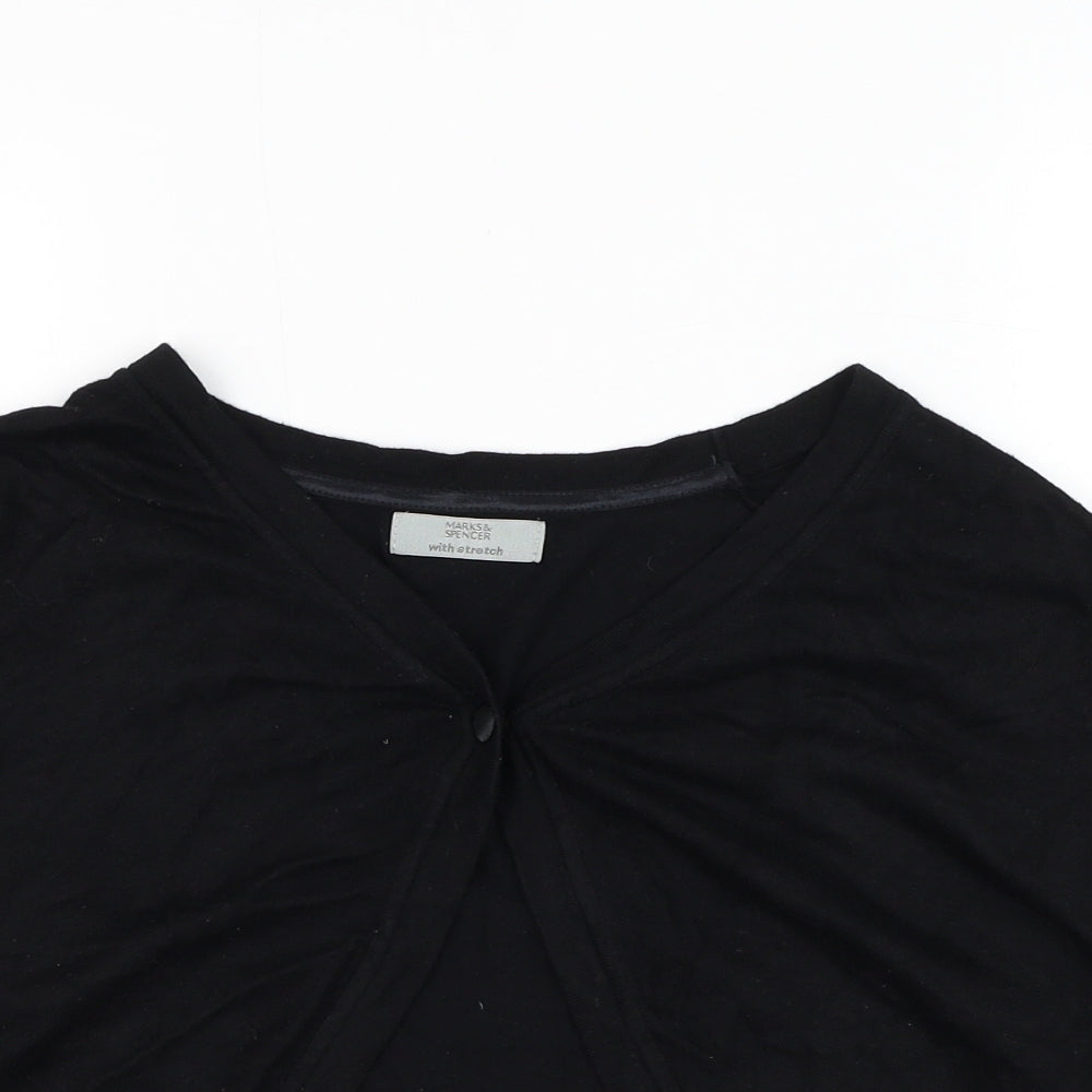 Marks and Spencer Womens Black V-Neck  Viscose Cardigan Jumper Size 18