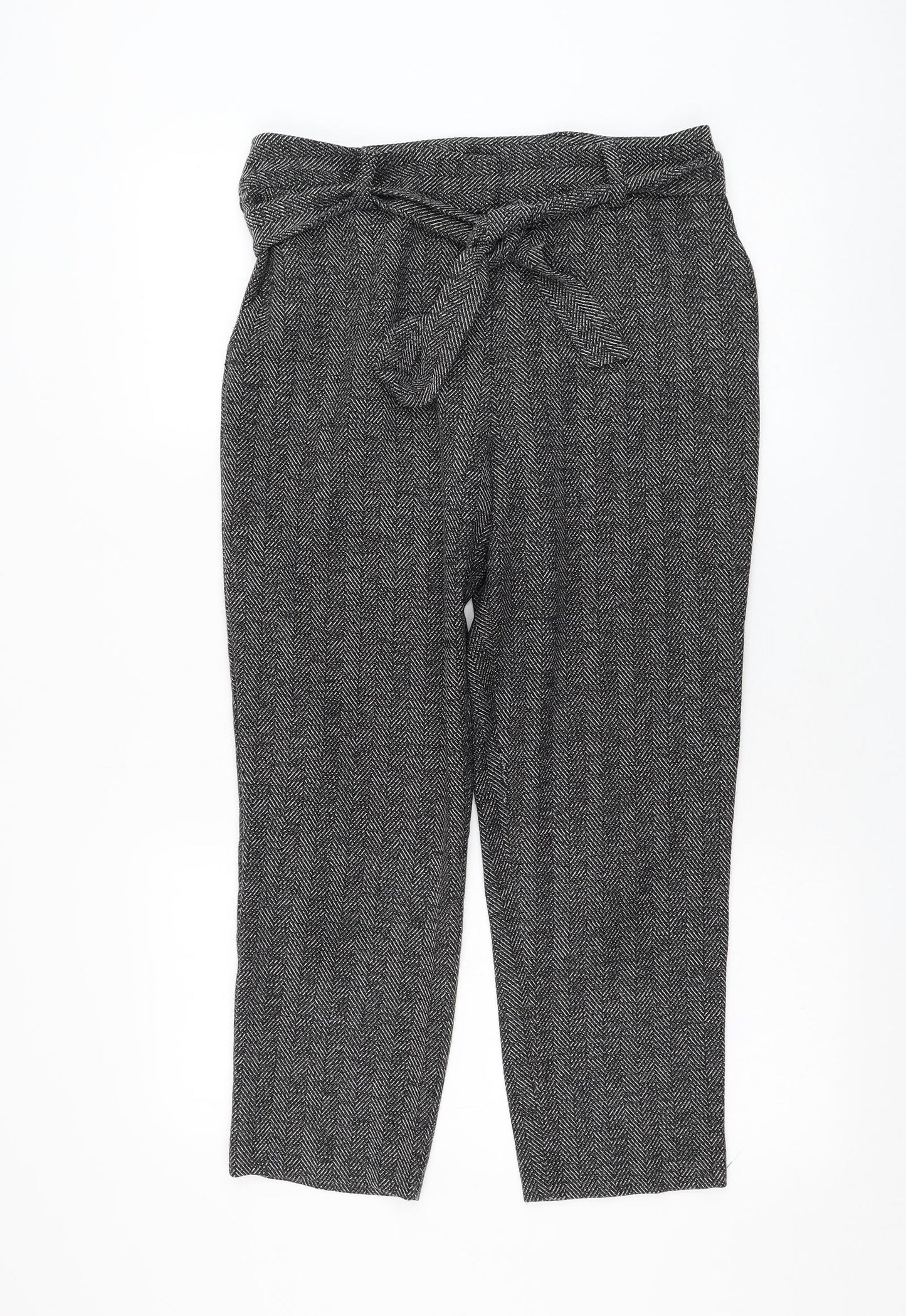Dorothy Perkins Womens Grey  Polyester Cropped Trousers Size 10 L32 in Regular Zip