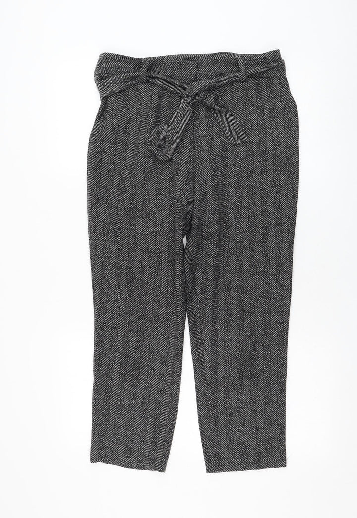 Dorothy Perkins Womens Grey  Polyester Cropped Trousers Size 10 L32 in Regular Zip