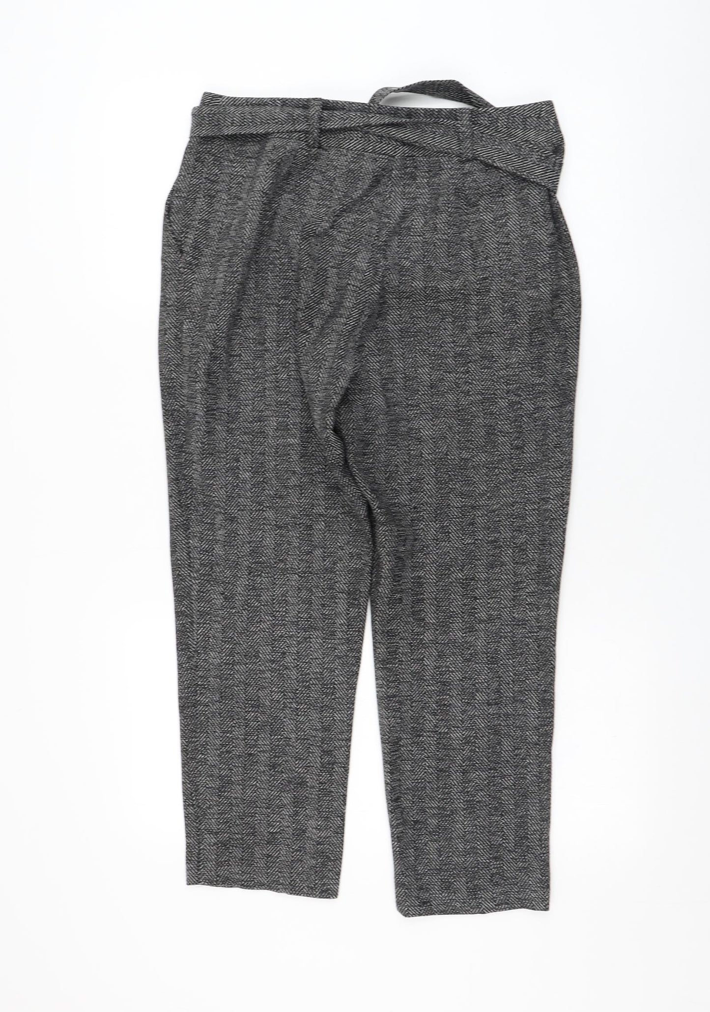 Dorothy Perkins Womens Grey  Polyester Cropped Trousers Size 10 L32 in Regular Zip
