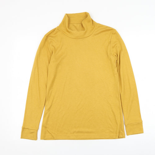 Afibel Womens Yellow Mock Neck  Acrylic Pullover Jumper Size 10