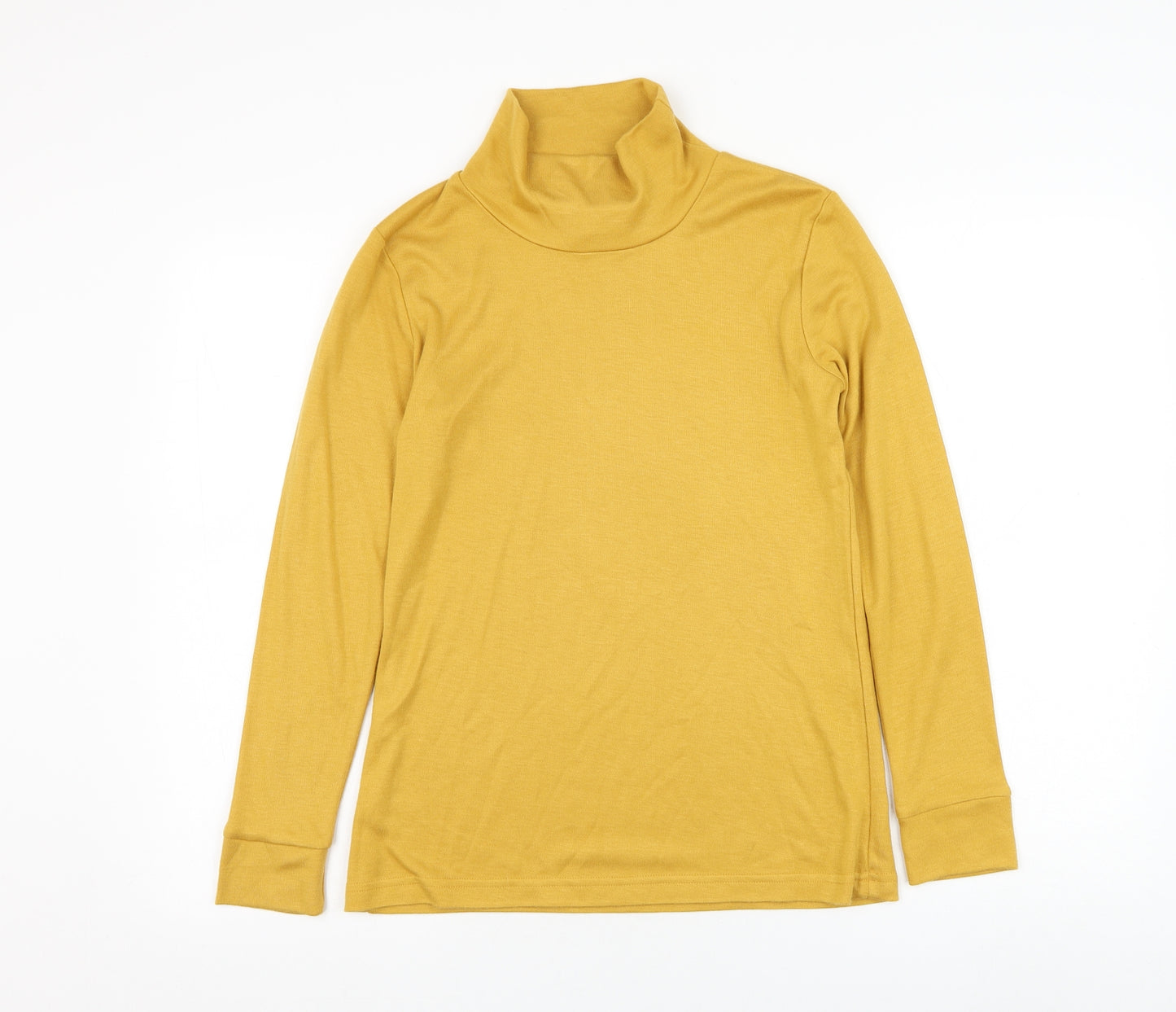 Afibel Womens Yellow Mock Neck  Acrylic Pullover Jumper Size 10