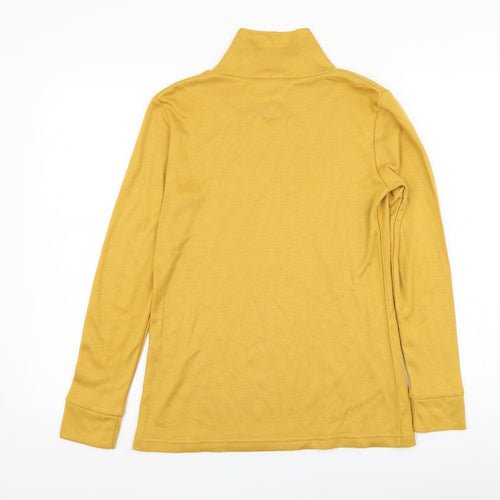 Afibel Womens Yellow Mock Neck  Acrylic Pullover Jumper Size 10