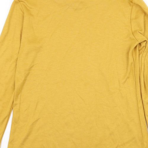Afibel Womens Yellow Mock Neck  Acrylic Pullover Jumper Size 10
