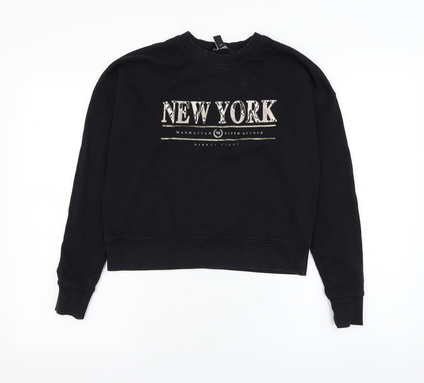 New Look Womens Black  Cotton Pullover Sweatshirt Size 8  Pullover - New York