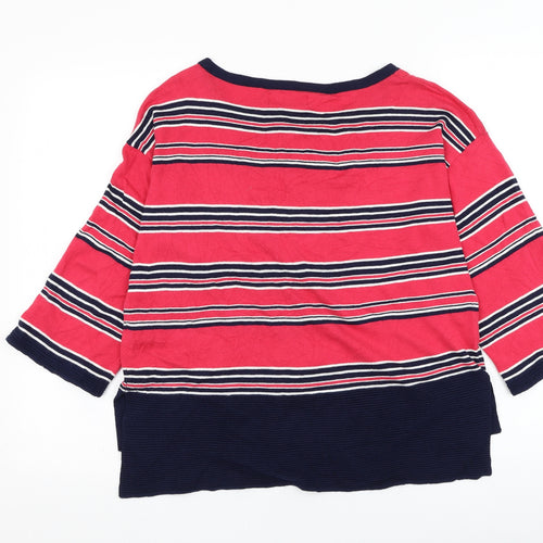 NEXT Womens Pink Round Neck Striped Cotton Pullover Jumper Size 8