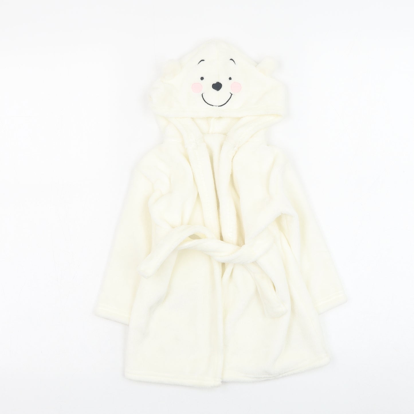 George Baby White Solid Polyester Robe Gown Size 9-12 Months  Tie - Winnie The Pooh