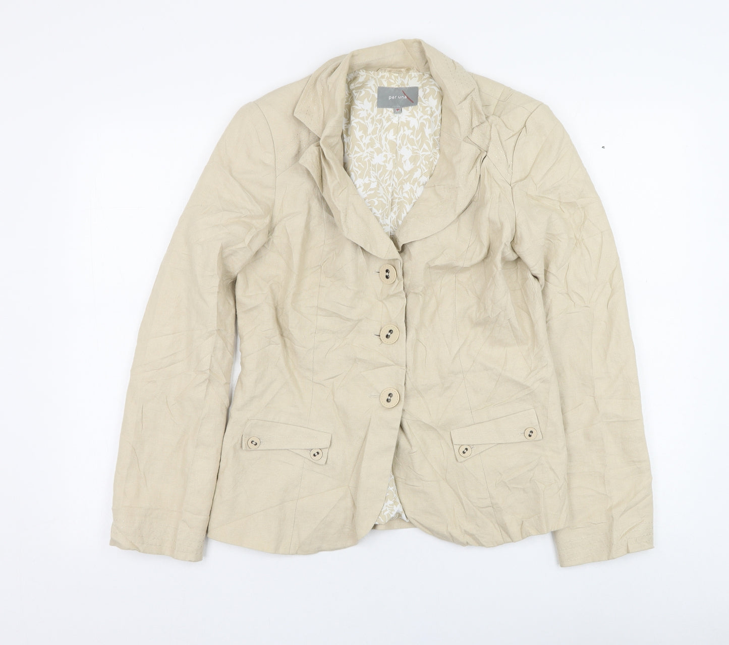 Marks and Spencer Womens Beige   Jacket Blazer Size 10  Button