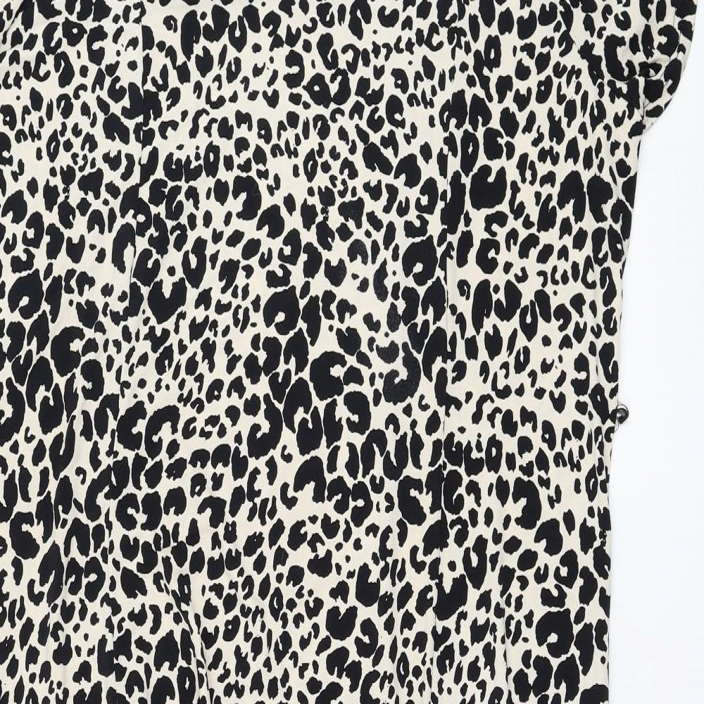 Nina Leonard Womens Beige Animal Print Polyester Trapeze & Swing  Size 2XL  Round Neck Pullover