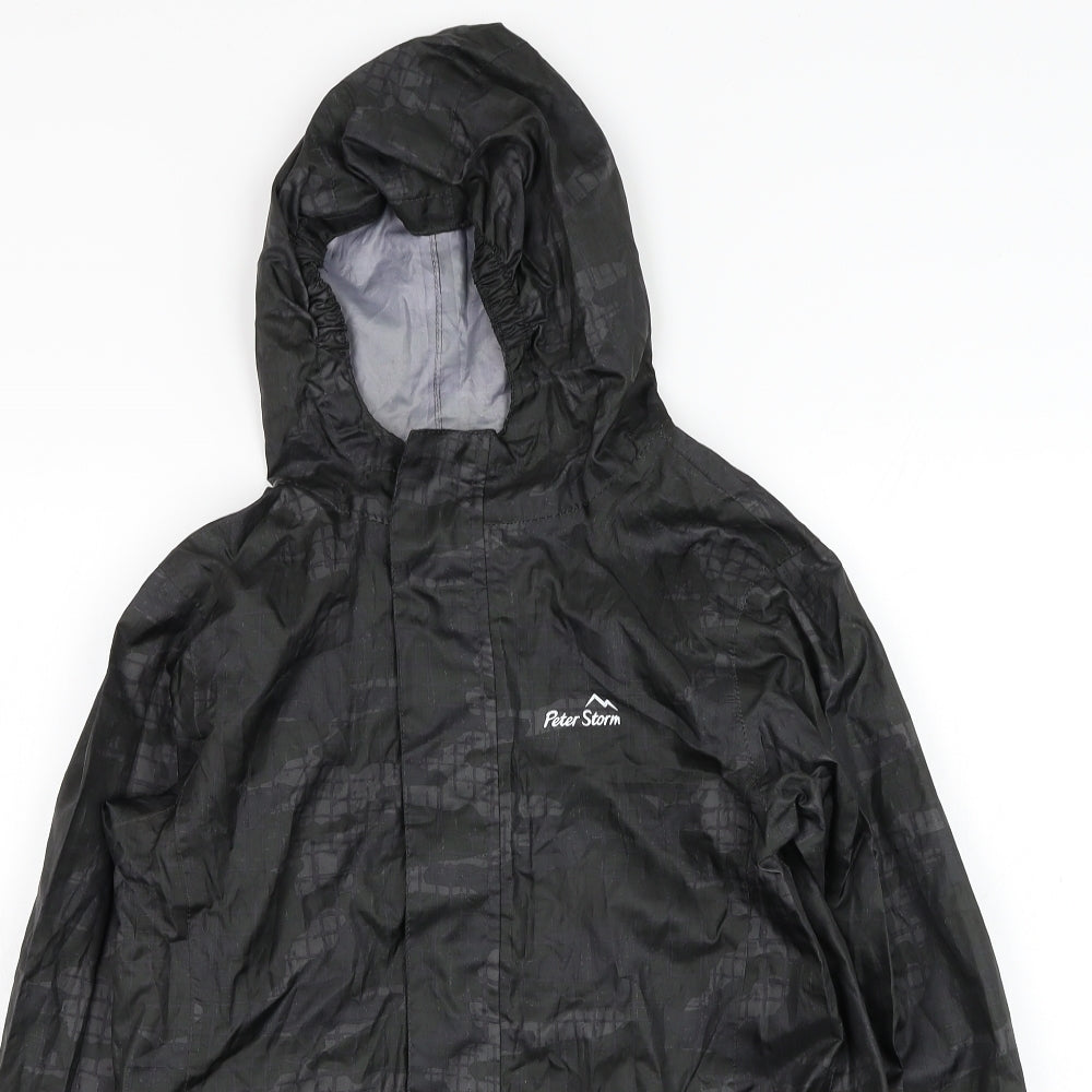 Peter Storm Boys Black   Rain Coat Coat Size 11-12 Years  Zip