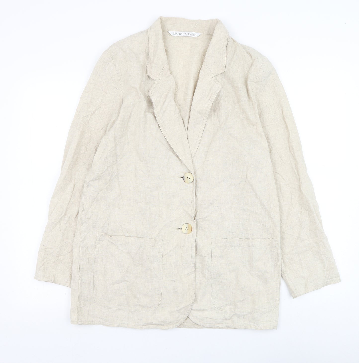 Marks and Spencer Womens Beige   Jacket Blazer Size 12  Button