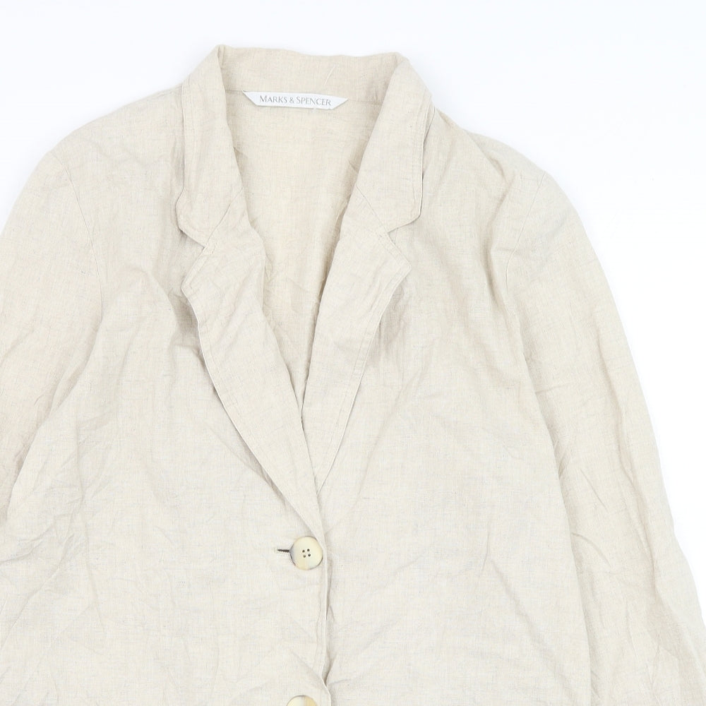 Marks and Spencer Womens Beige   Jacket Blazer Size 12  Button