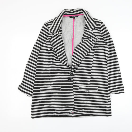 Dunnes Stores Womens Grey Striped  Jacket Blazer Size 14  Button