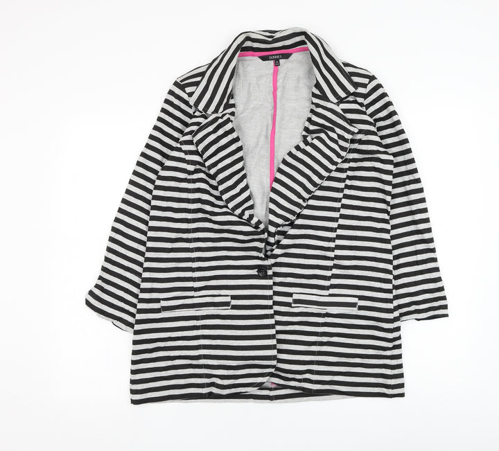 Dunnes Stores Womens Grey Striped  Jacket Blazer Size 14  Button