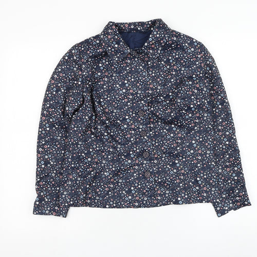 Preworn Womens Blue Floral  Jacket Blazer Size S  Button