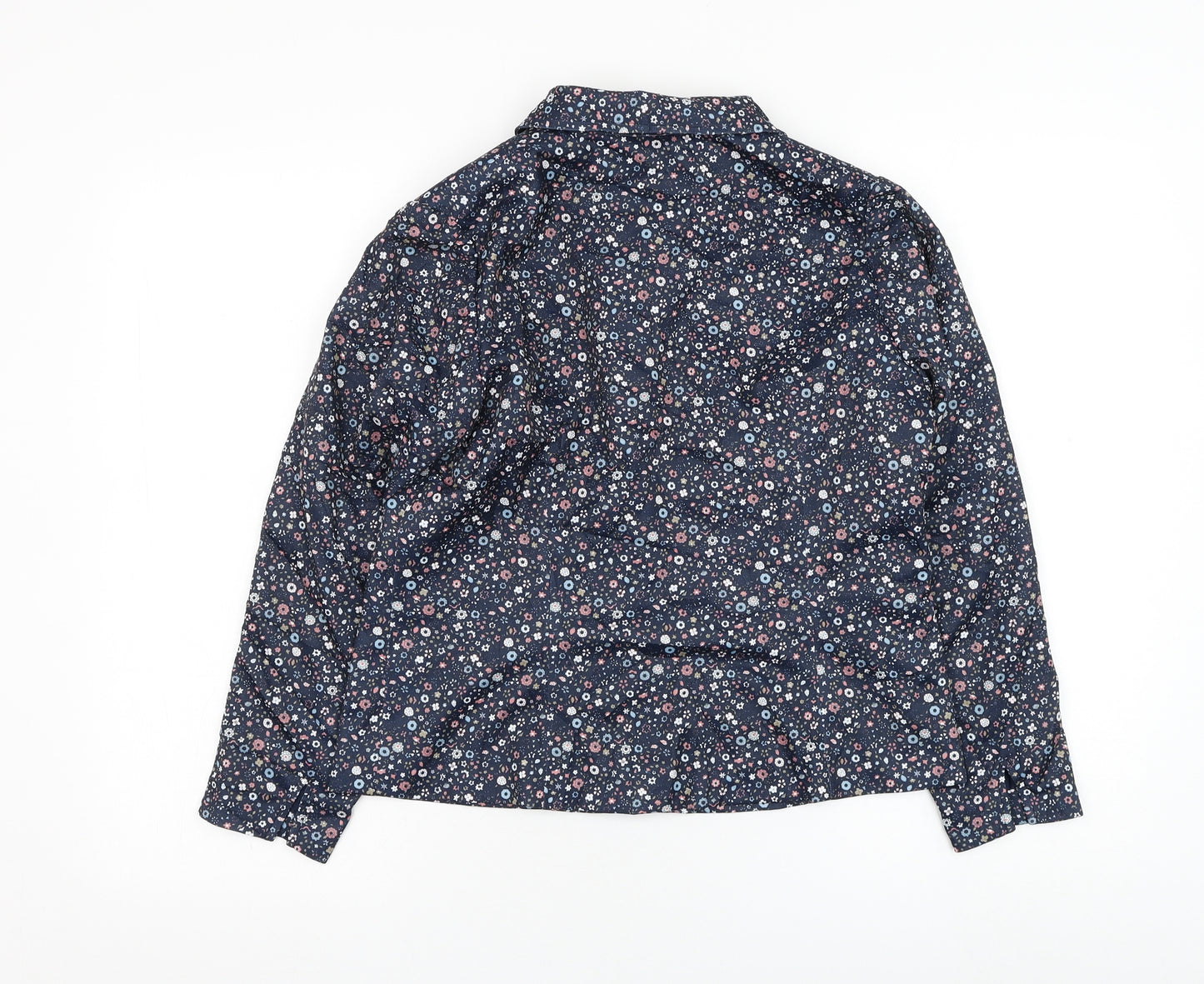 Preworn Womens Blue Floral  Jacket Blazer Size S  Button