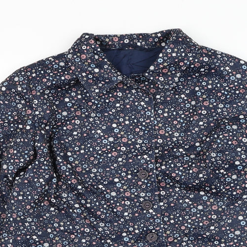 Preworn Womens Blue Floral  Jacket Blazer Size S  Button