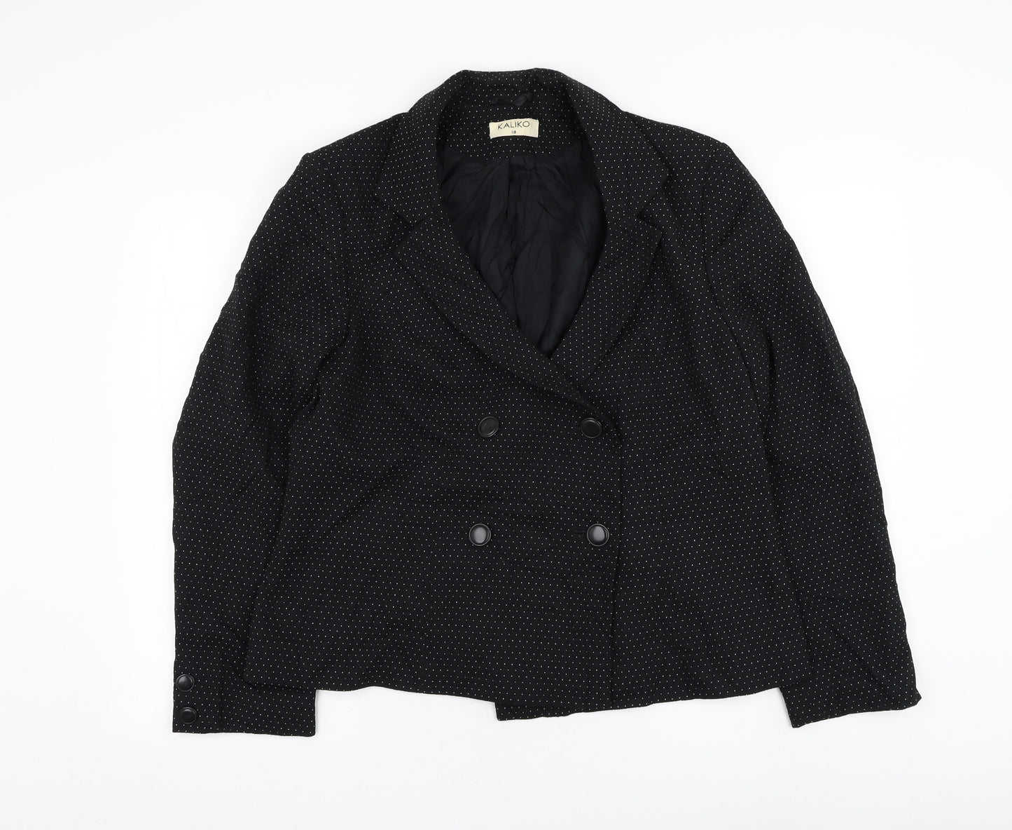 Kaliko Womens Black Polka Dot  Jacket Blazer Size 18  Button