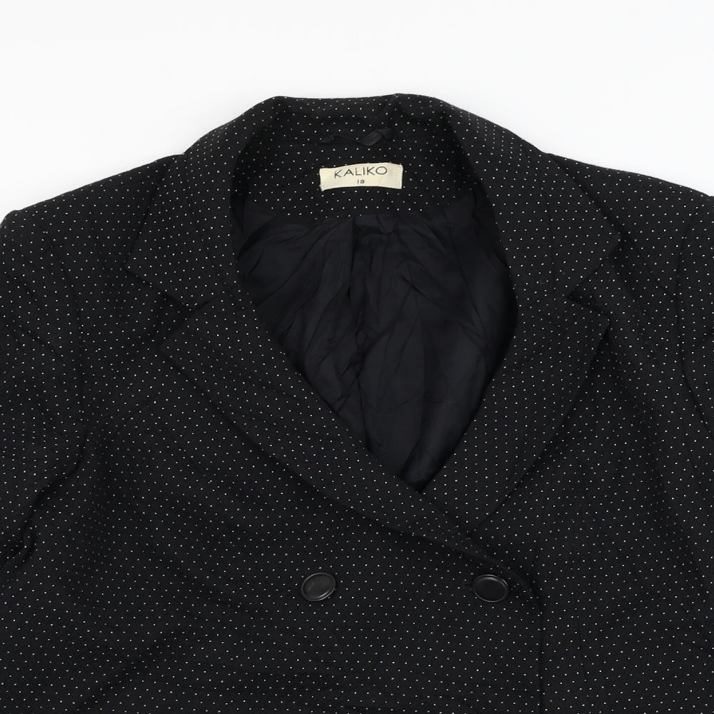 Kaliko Womens Black Polka Dot  Jacket Blazer Size 18  Button