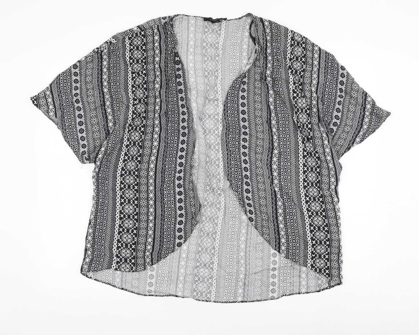 Atmosphere Womens Black Square Neck Geometric Viscose Cardigan Jumper Size 14