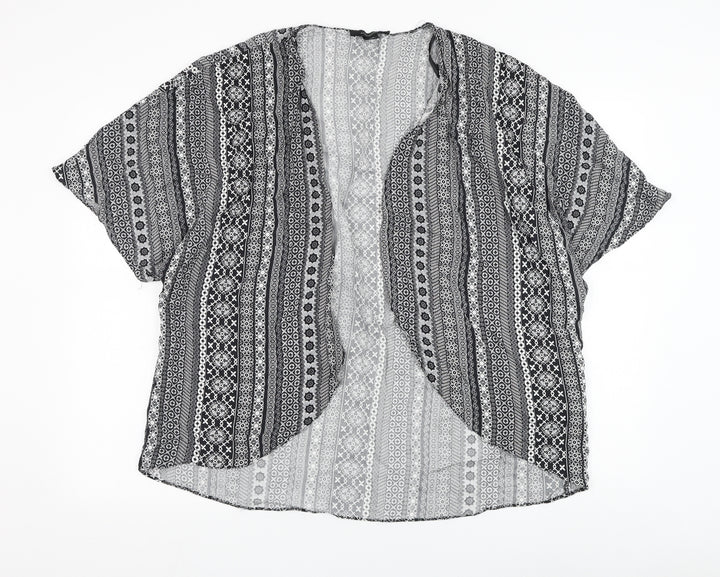 Atmosphere Womens Black Square Neck Geometric Viscose Cardigan Jumper Size 14