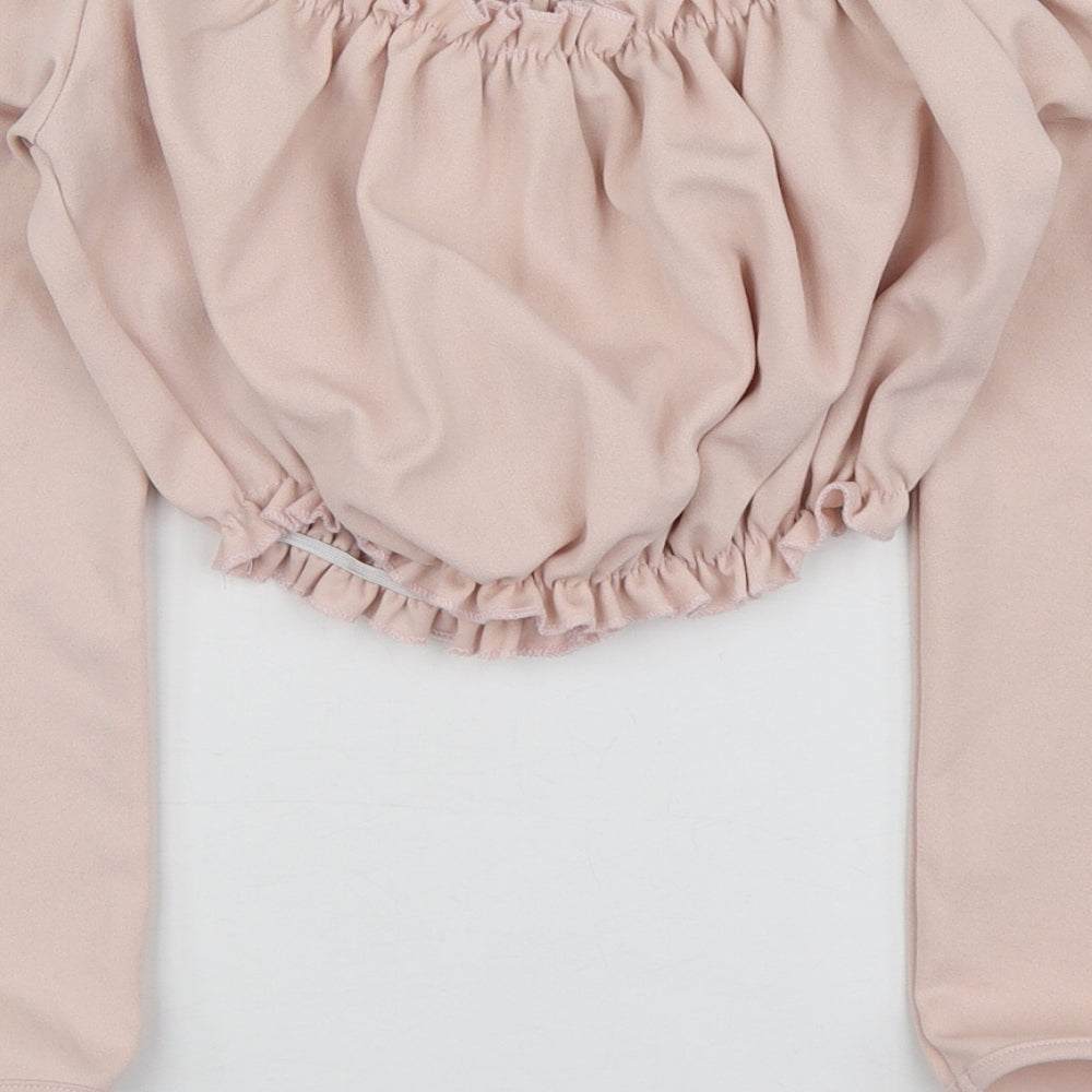 New Look Womens Pink  Polyester Basic T-Shirt Size 8 Square Neck