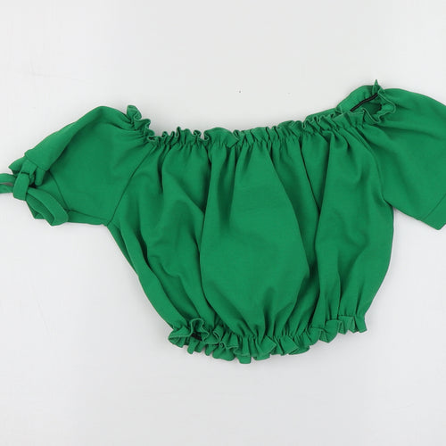 New Look Womens Green  Polyester Basic T-Shirt Size 8 Square Neck