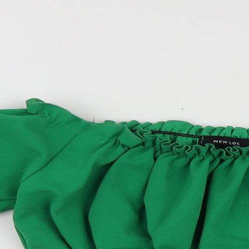 New Look Womens Green  Polyester Basic T-Shirt Size 8 Square Neck