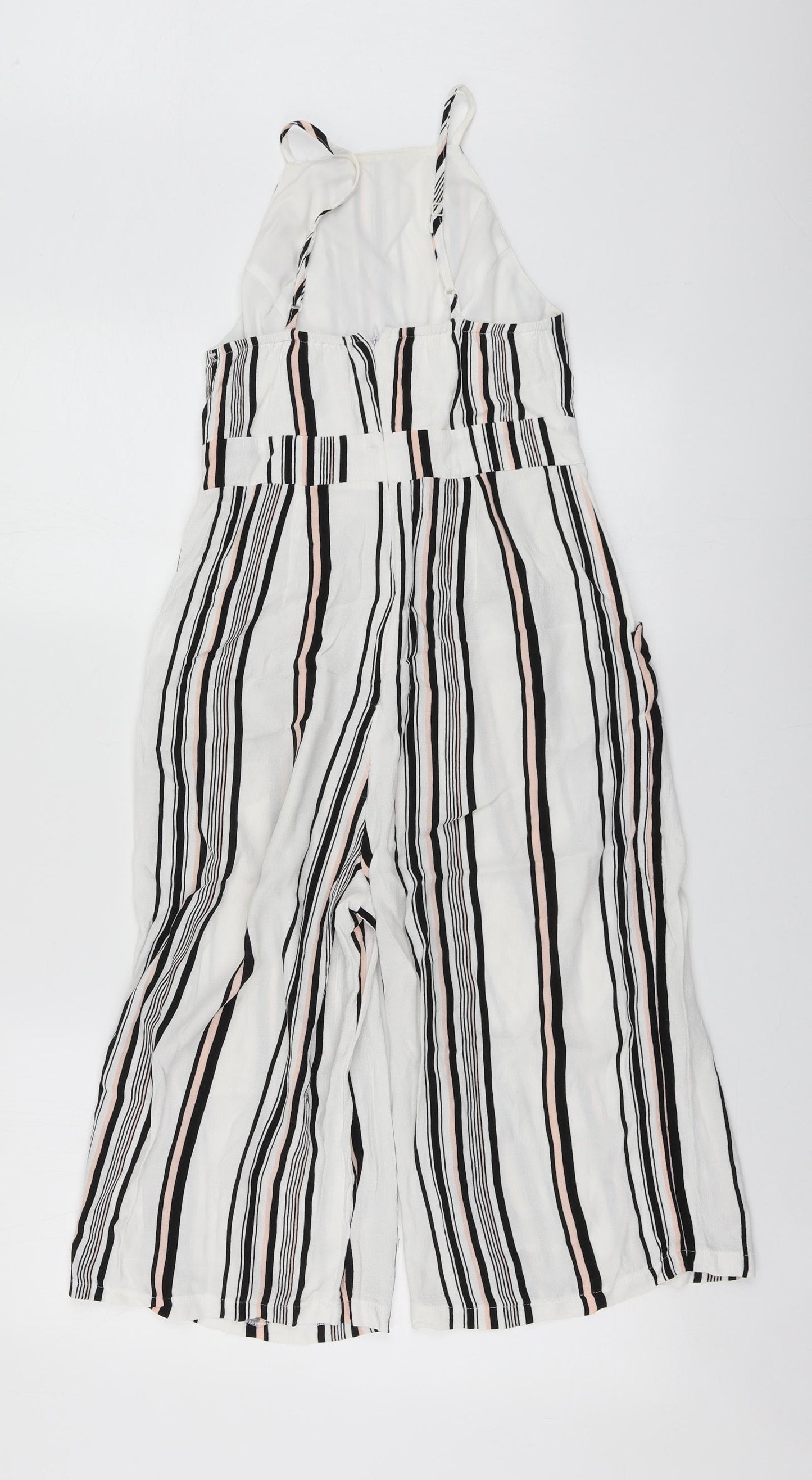 New Look Womens White Striped Polyester Shorts One-Piece Size 8