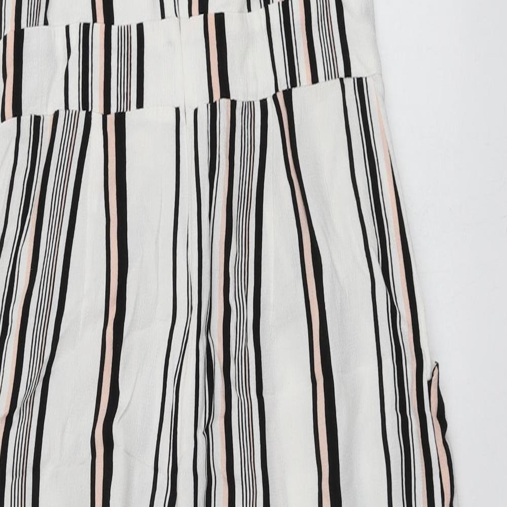 New Look Womens White Striped Polyester Shorts One-Piece Size 8