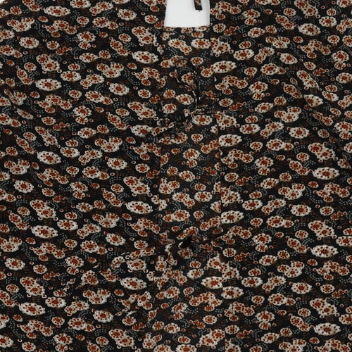 Boohoo Womens Brown Geometric Polyester Basic Blouse Size 8 Round Neck