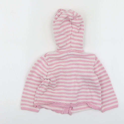 Disney Girls Pink Striped Cotton Cardigan Jumper Size 12-18 Months