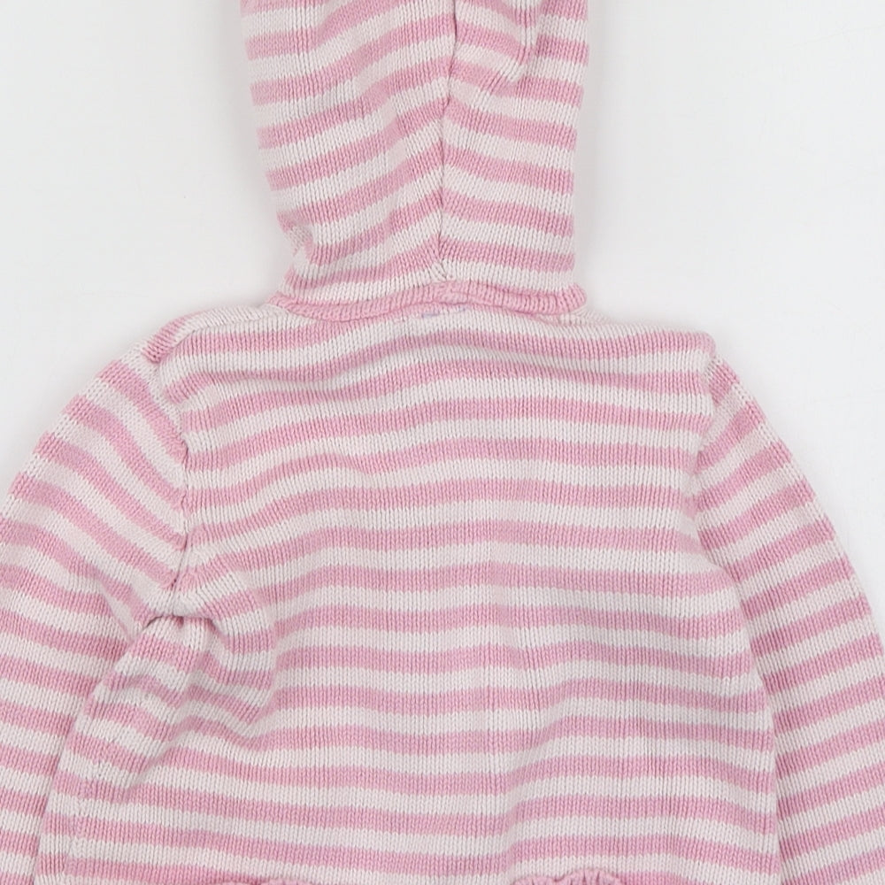 Disney Girls Pink Striped Cotton Cardigan Jumper Size 12-18 Months