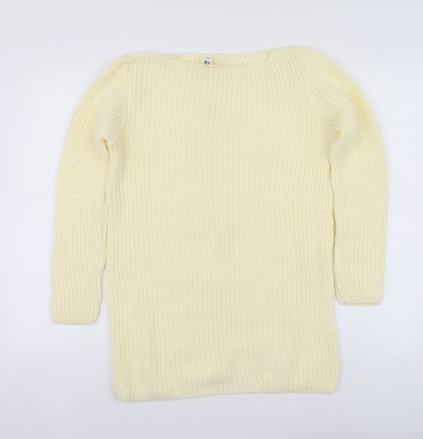 Just Paolo Womens Yellow Round Neck  Acrylic Pullover Jumper Size S
