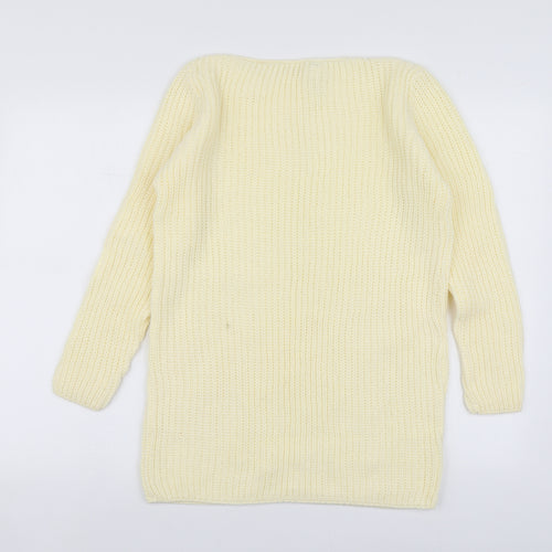 Just Paolo Womens Yellow Round Neck  Acrylic Pullover Jumper Size S