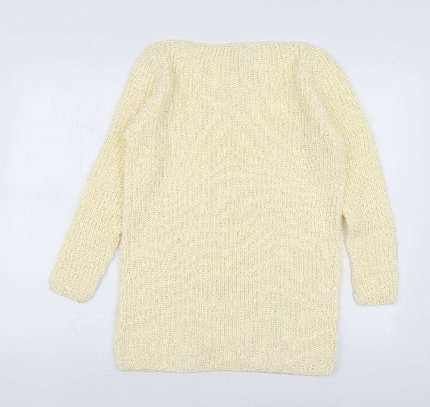 Just Paolo Womens Yellow Round Neck  Acrylic Pullover Jumper Size S