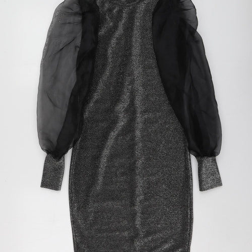 Ayanapa Womens Silver  Polyester A-Line  Size S  High Neck
